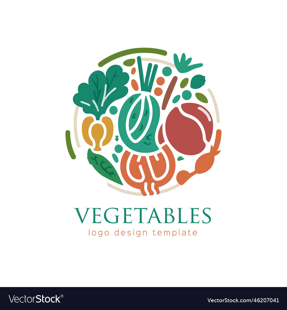 Vegetables logo template vegetarian Royalty Free Vector