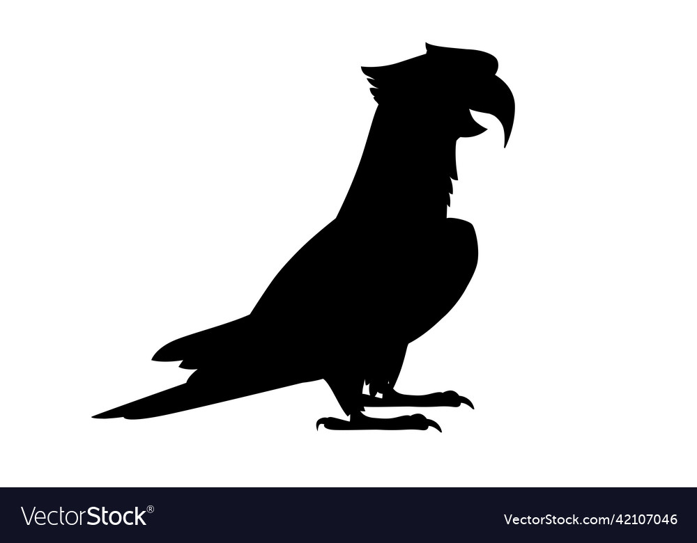 Black silhouette adult parrot of red-and-green vector image Black silhouette adult parrot of red-and-green