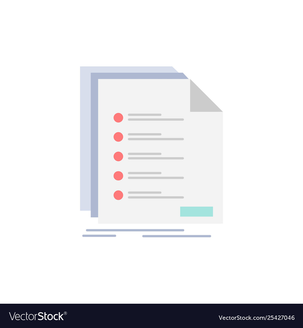 Check filing list listing registration flat color vector image Check filing list listing registration flat color
