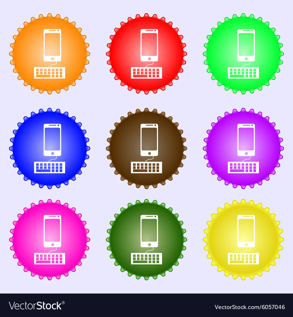 Computer keyboard and smatphone icon a set of nine