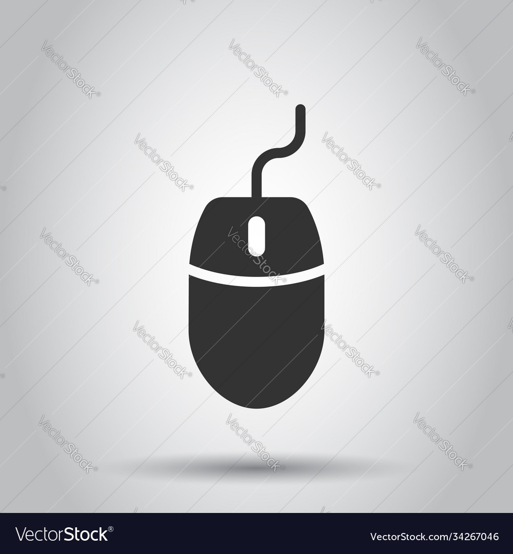 Computer mouse icon in flat style cursor on white