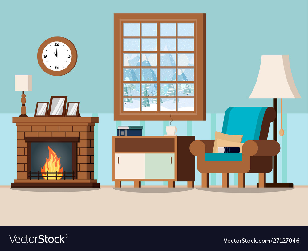 Cozy home living room interior background Vector Image