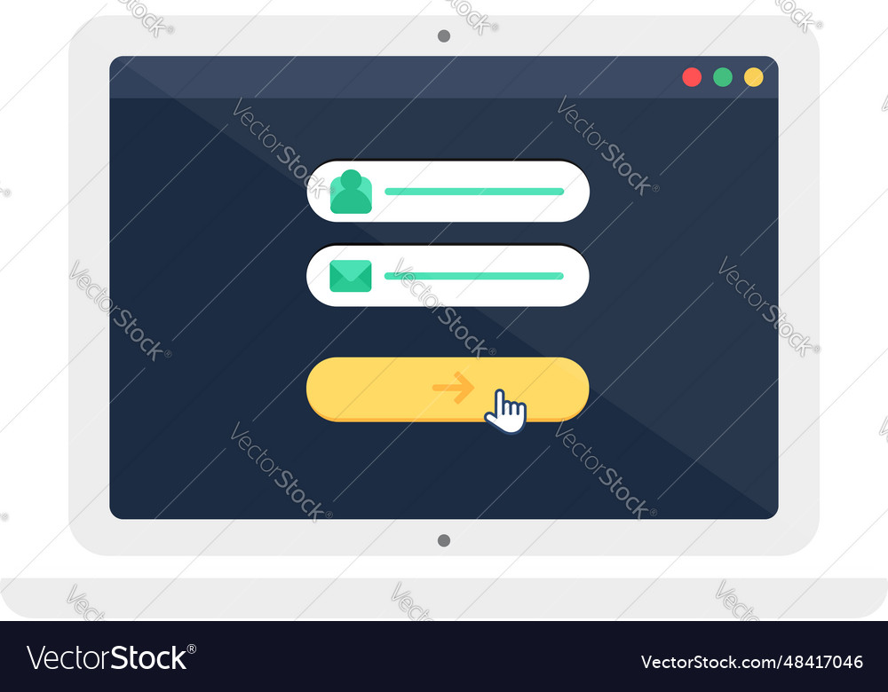 Email authorization page entering login password vector image Email authorization page entering login password