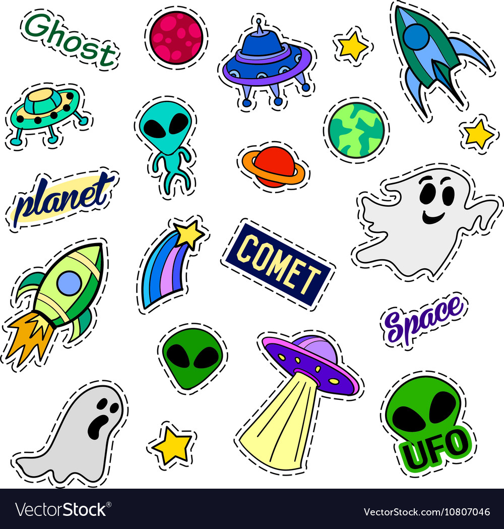 Fashion patch badges ufo set stickers pins