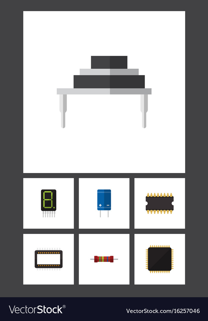 Flat icon appliance set of microprocessor cpu