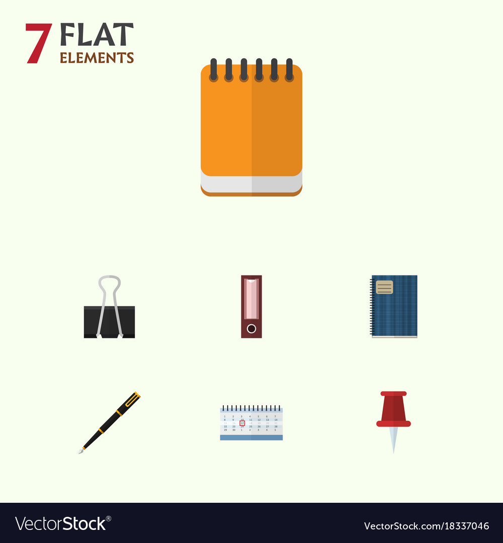 Flat icon tool set of nib pen notepaper paper