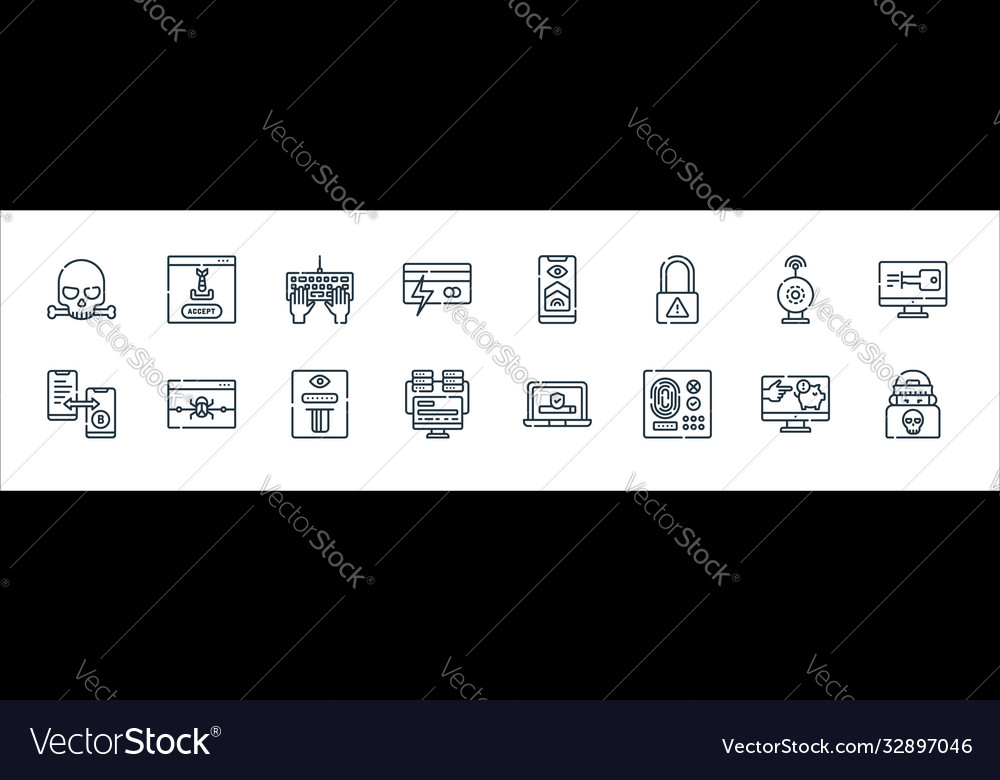 Hacker Linie Icons lineare Set Qualität vector image Hacker Linie Icons lineare Set Qualität