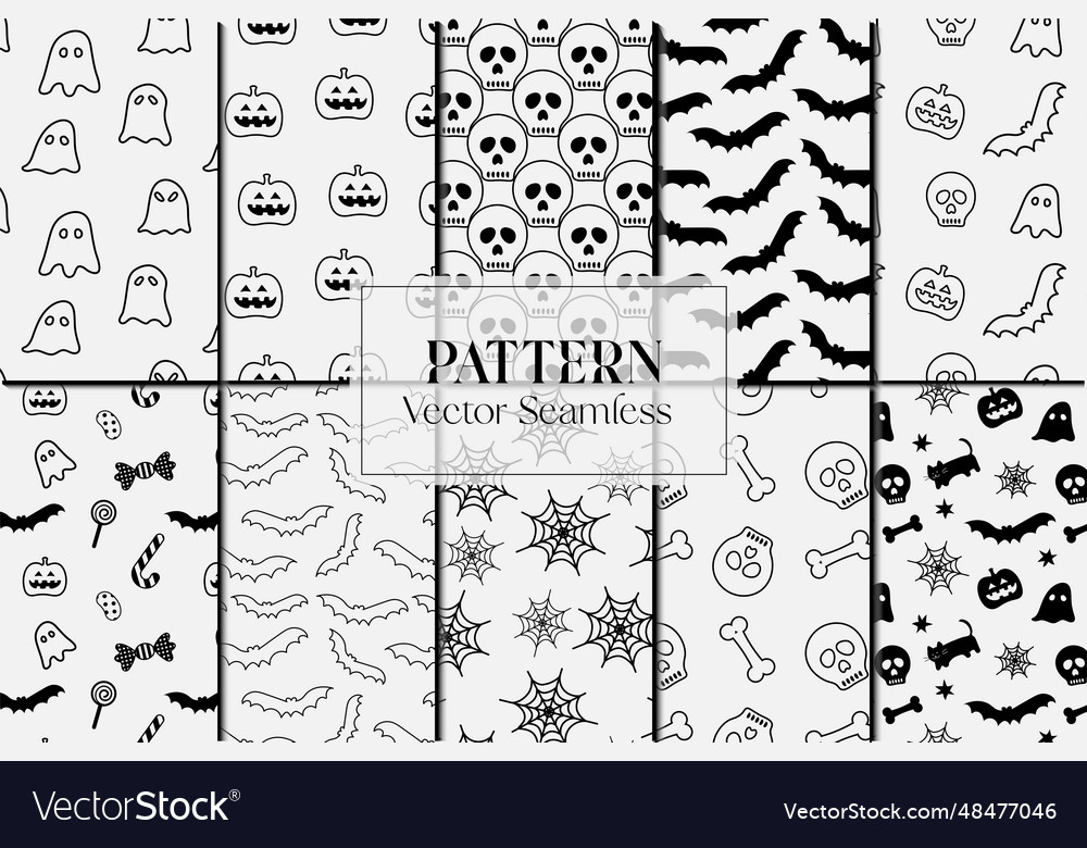 Halloween doodle pattern set