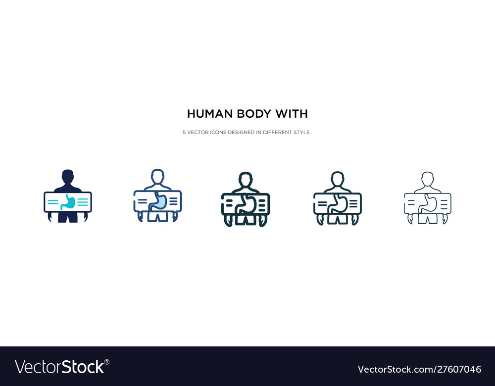 Human body with x ray plate focusing on stomach