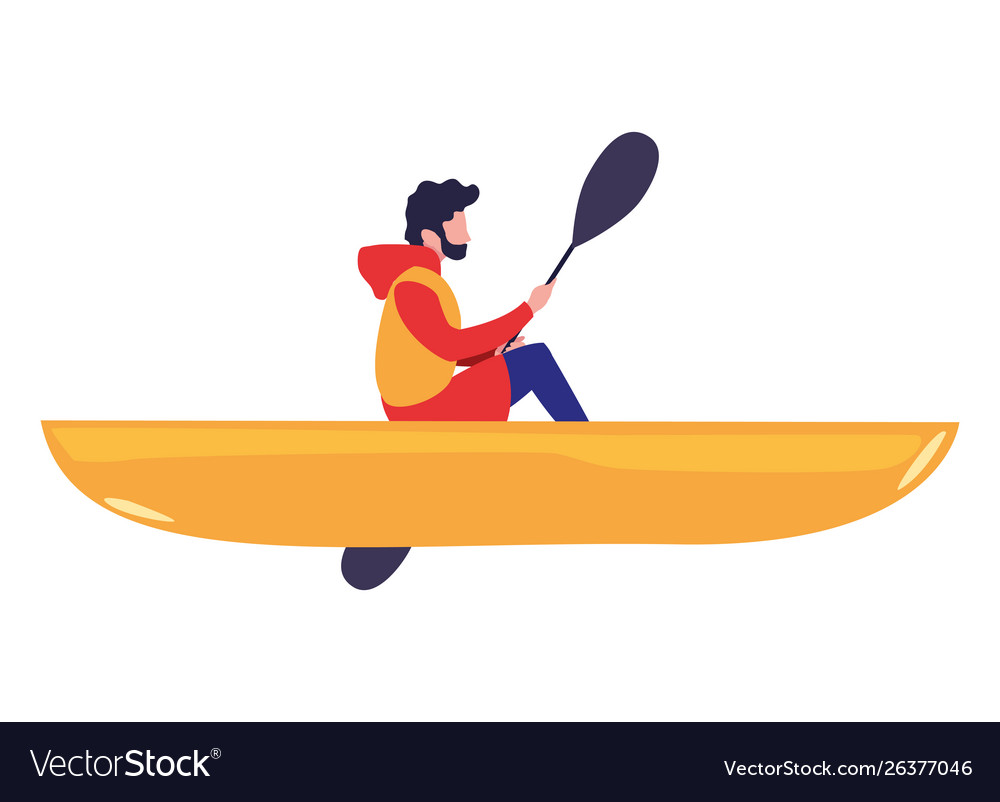 Man with boat and adventure rowing