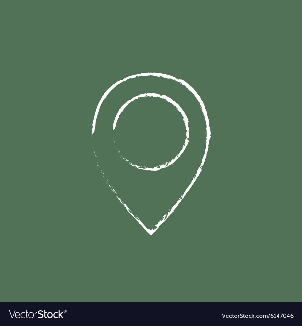Map pointer icon drawn in chalk