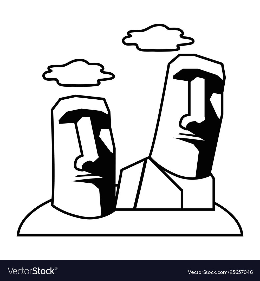 Premium Vector Illustration of Moai Statues on Easter Island