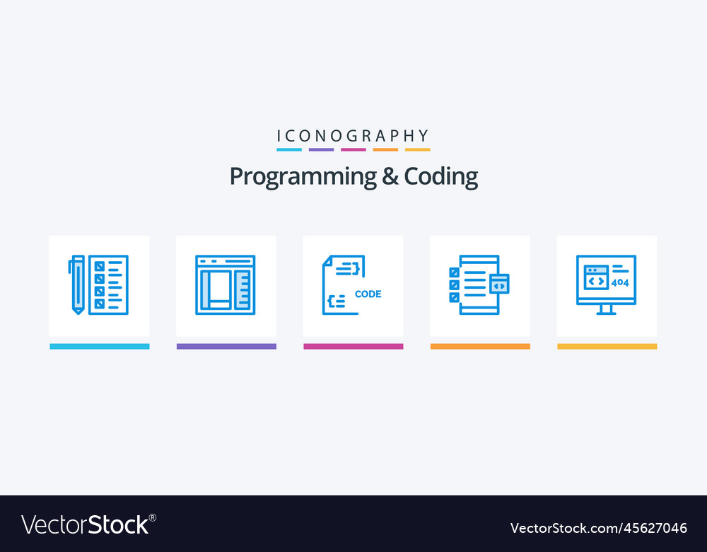 Programmierung und Kodierung von blauen 5 Icon-Pack einschließlich
