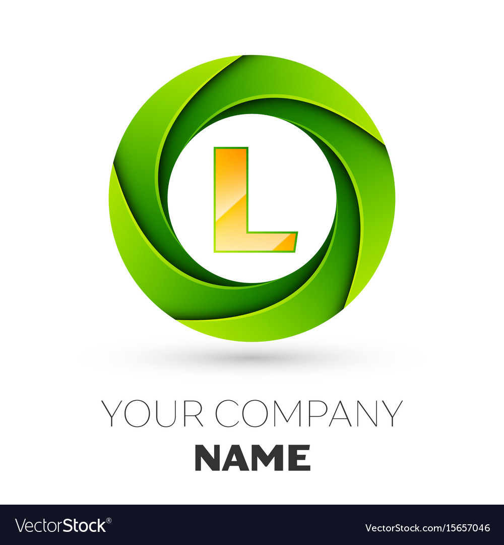 Realistic letter l logo in the colorful circle