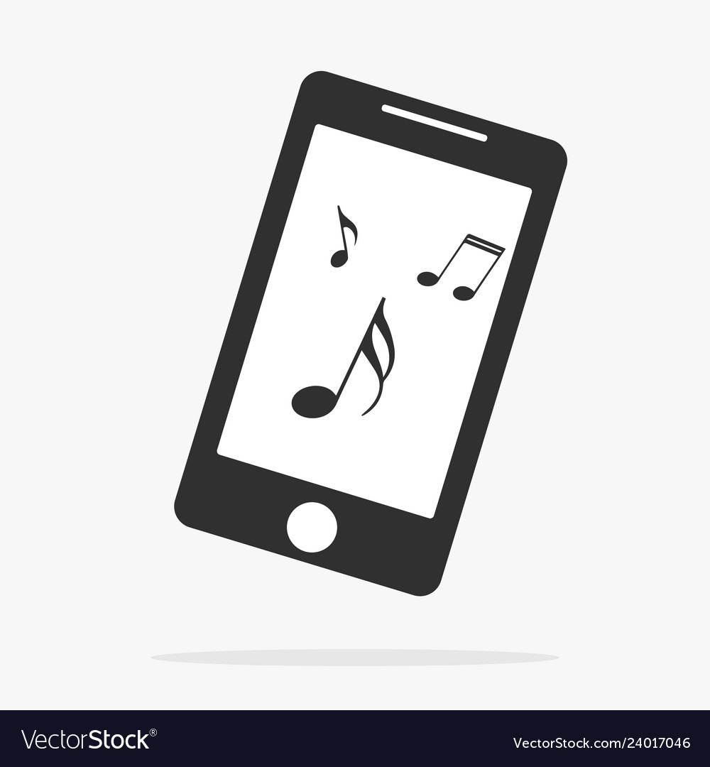 Smartphone mit Musiksymbol isoliert Zeichensymbol