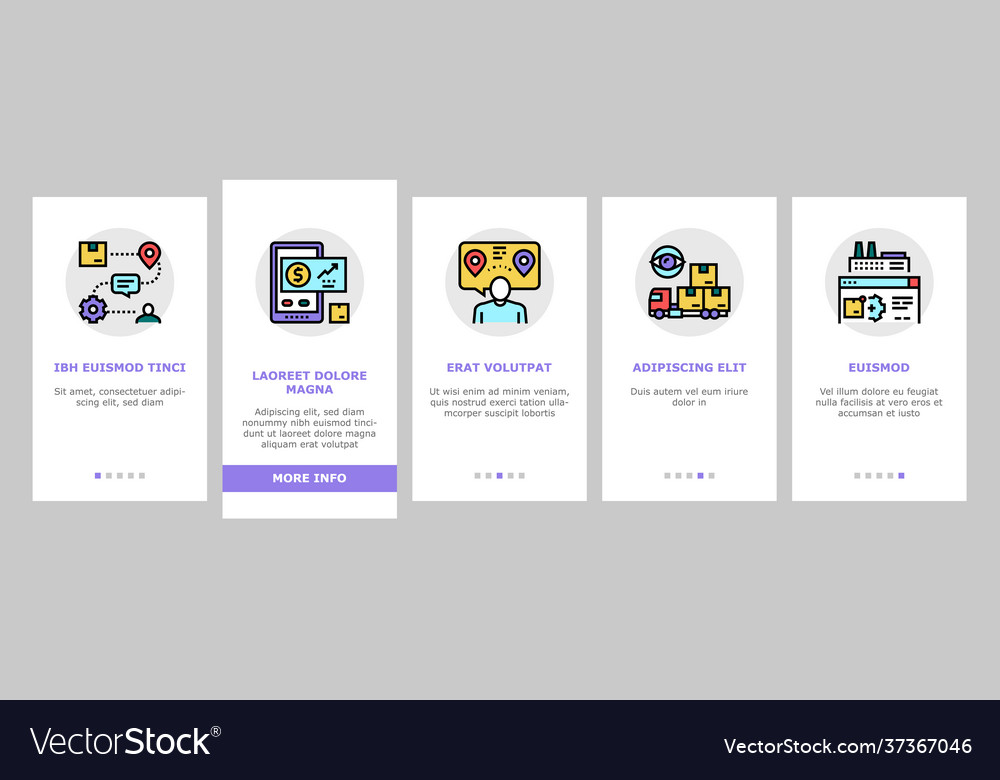 Supply chain management onboarding icons set