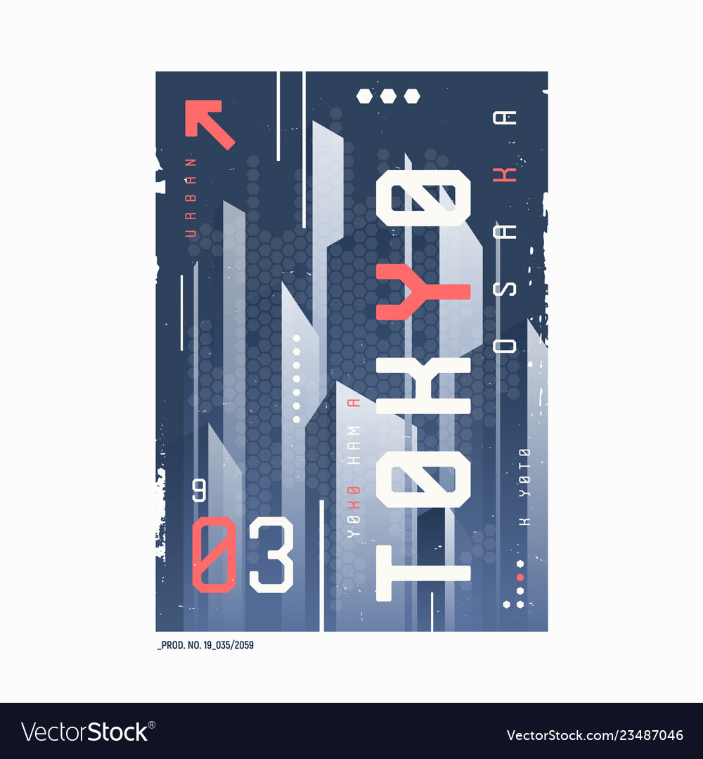 Tokyo t-shirt abstract geometric futuristic design vector image Tokyo t-shirt abstract geometric futuristic design