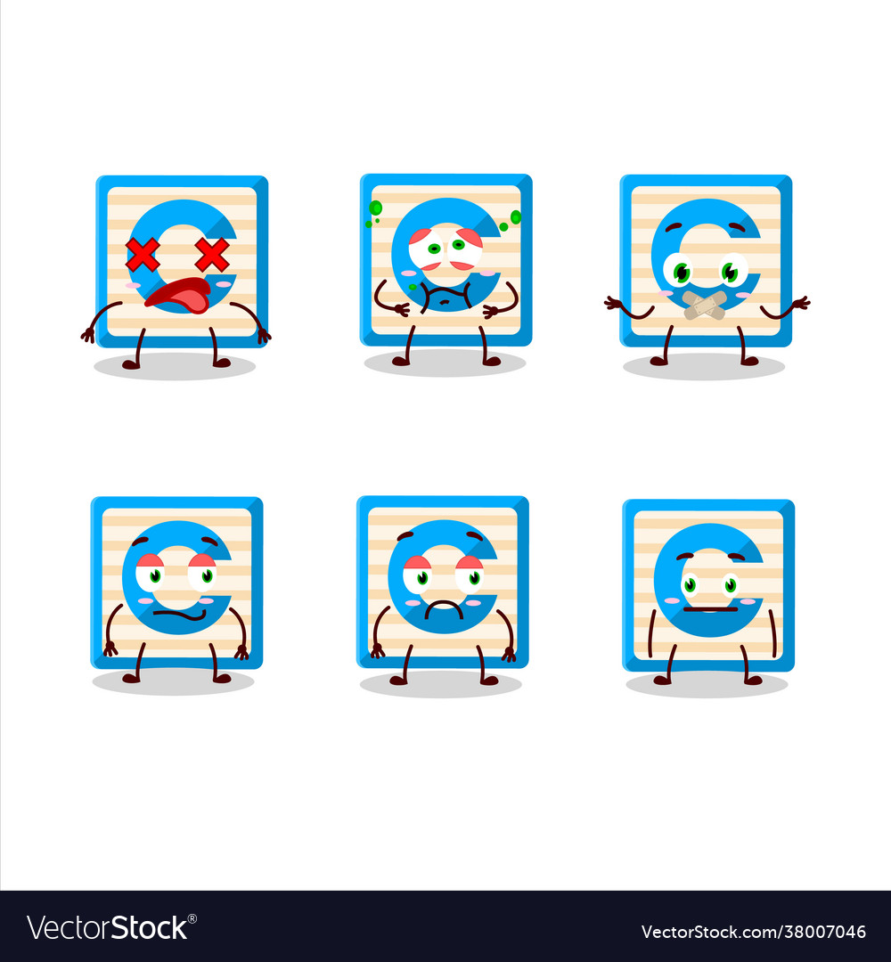Toy block c cartoon character with nope expression