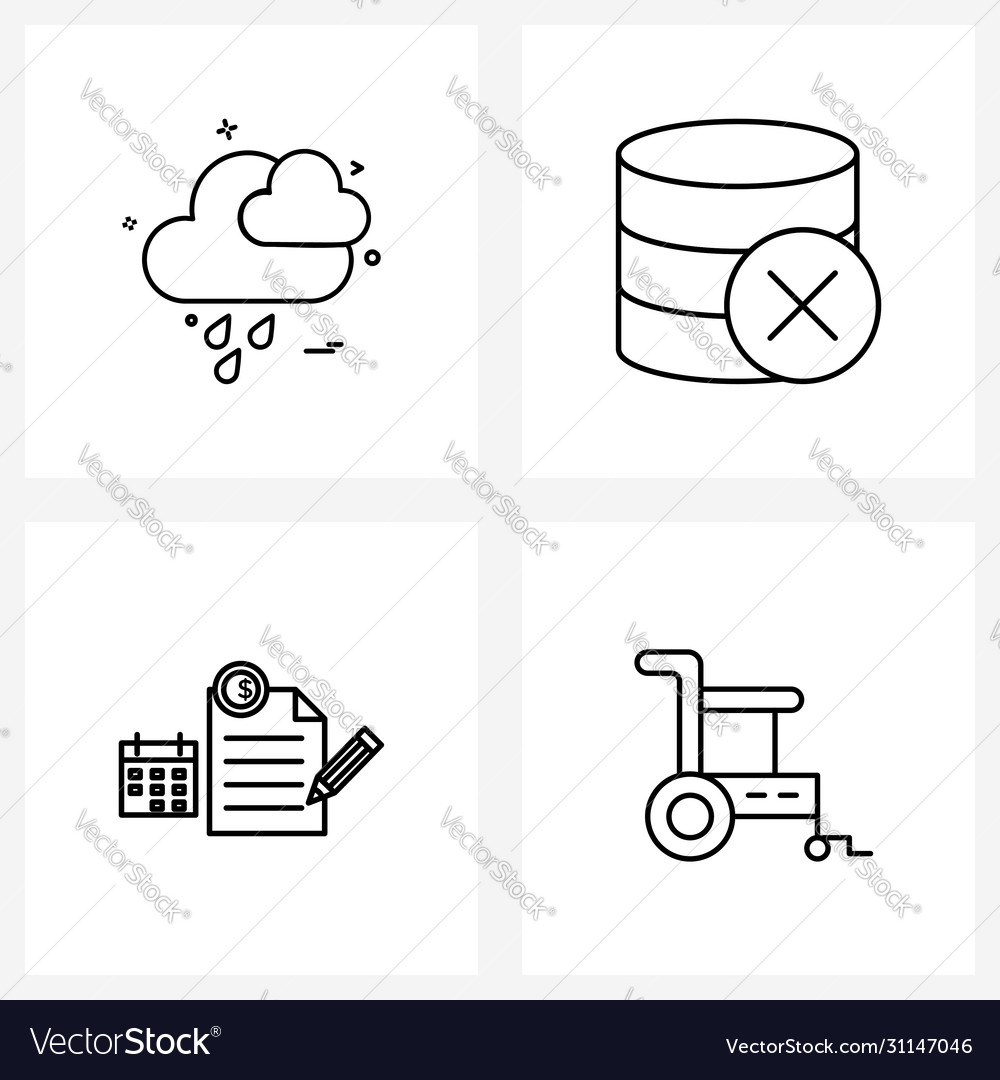 Ui set 4 basic line icons weather file rain