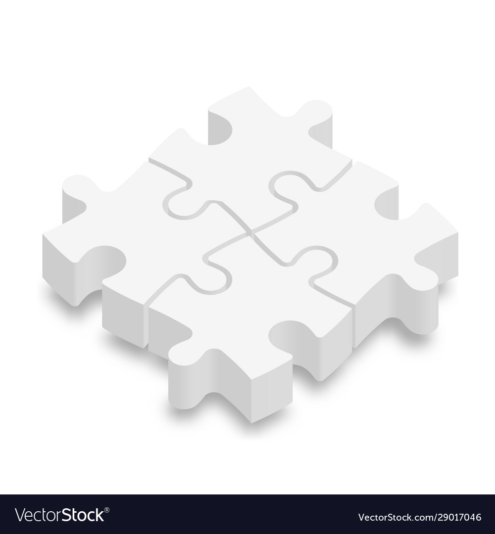 White 3d jigsaw puzzle pieces team cooperation vector image White 3d jigsaw puzzle pieces team cooperation
