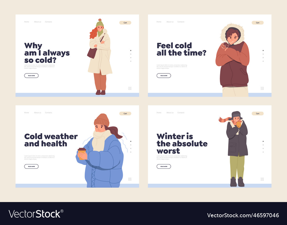 Wintertime landing page design template set