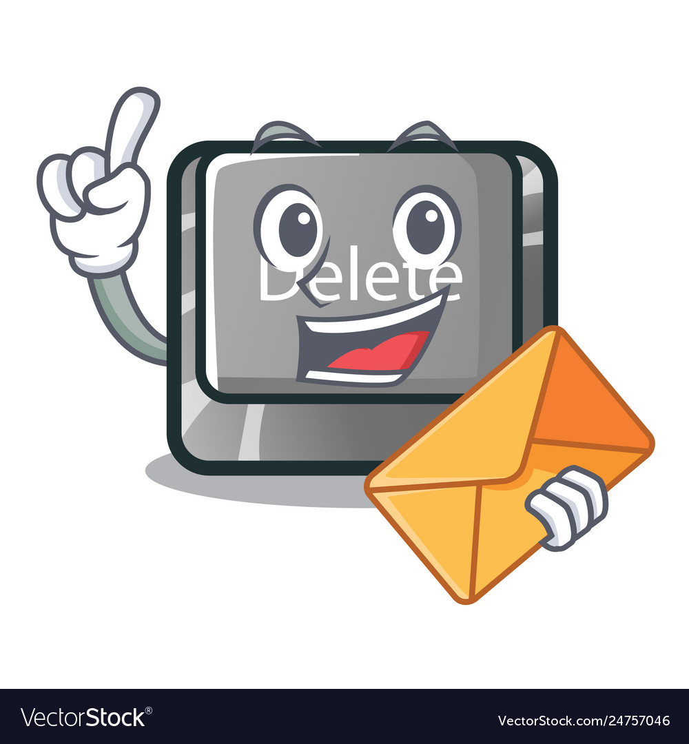 With envelope cartoon delete button located