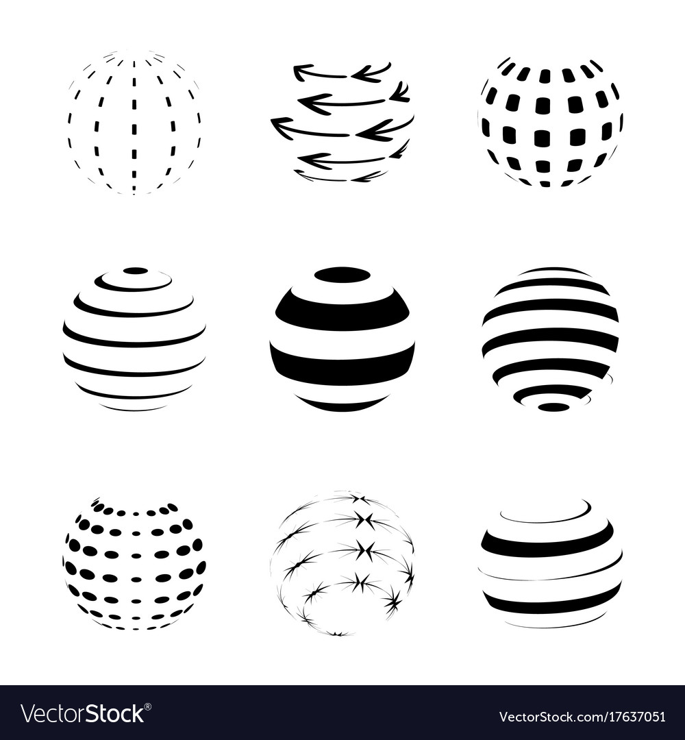 black-and-white-sphere-logo-set-isolated-on-white-vector-image