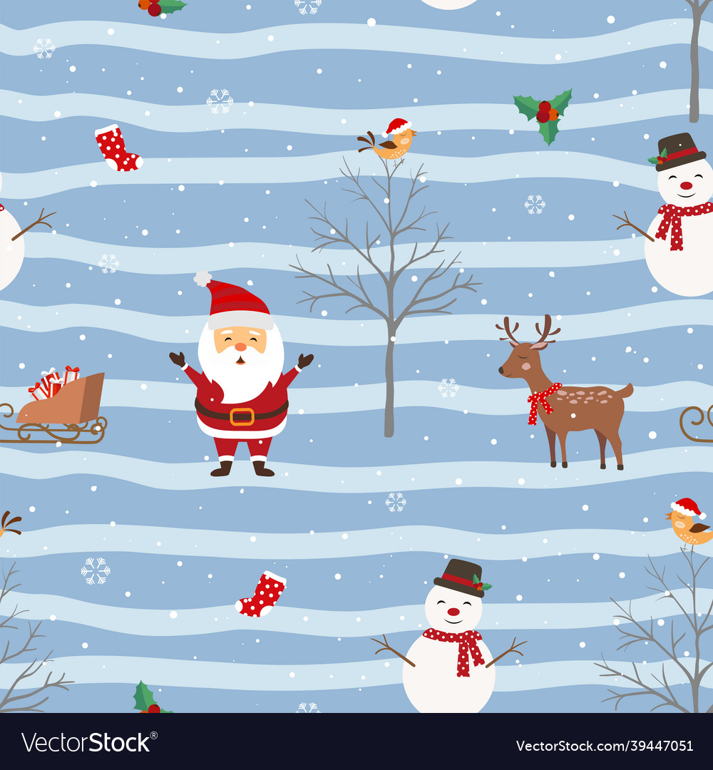 Christmas seamless pattern with santa claus happy