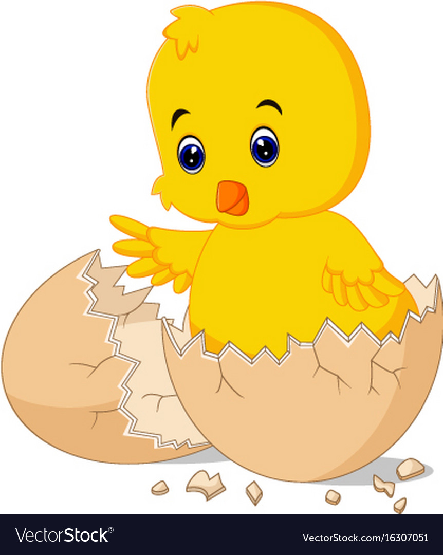 Cracked egg with cute bird inside Royalty Free Vector Image