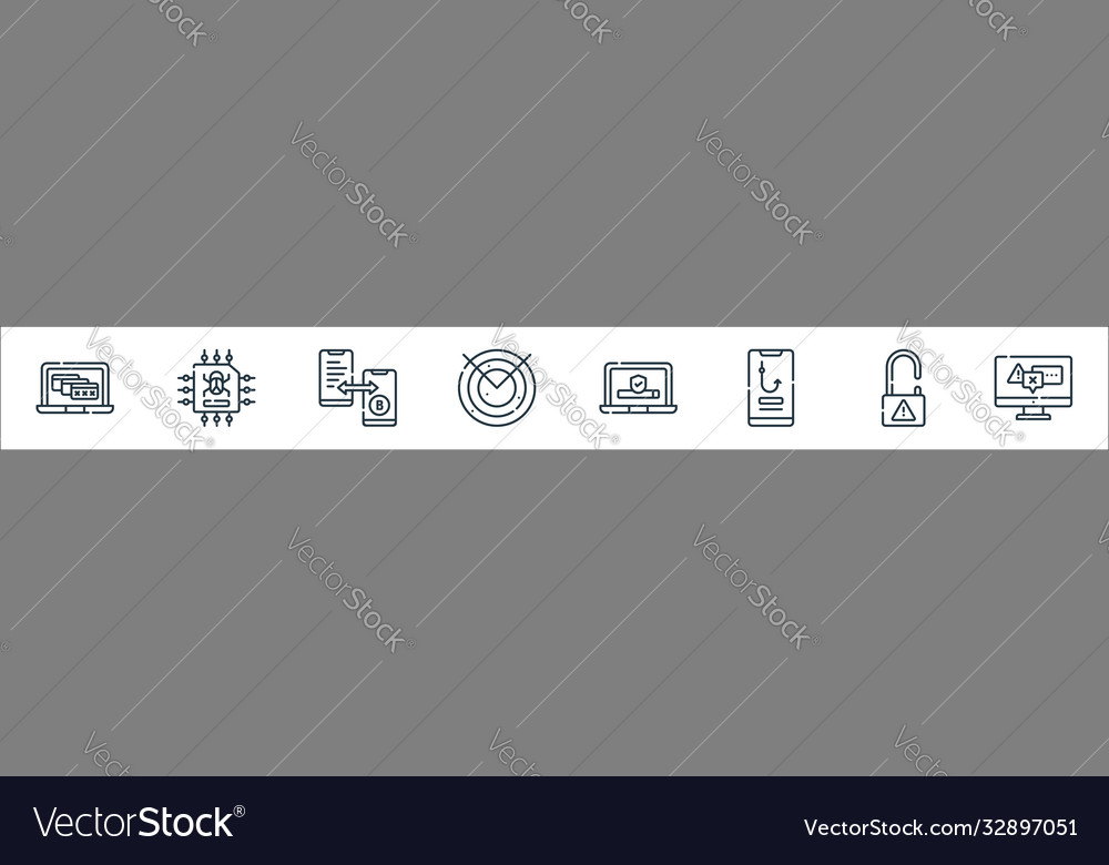 Hacker line icons linear set quality vector image Hacker line icons linear set quality