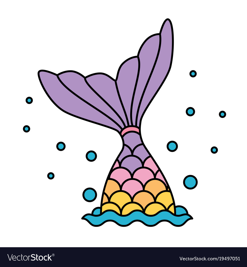 Download Mermaid tail rainbow pastel colorful jumping to Vector Image