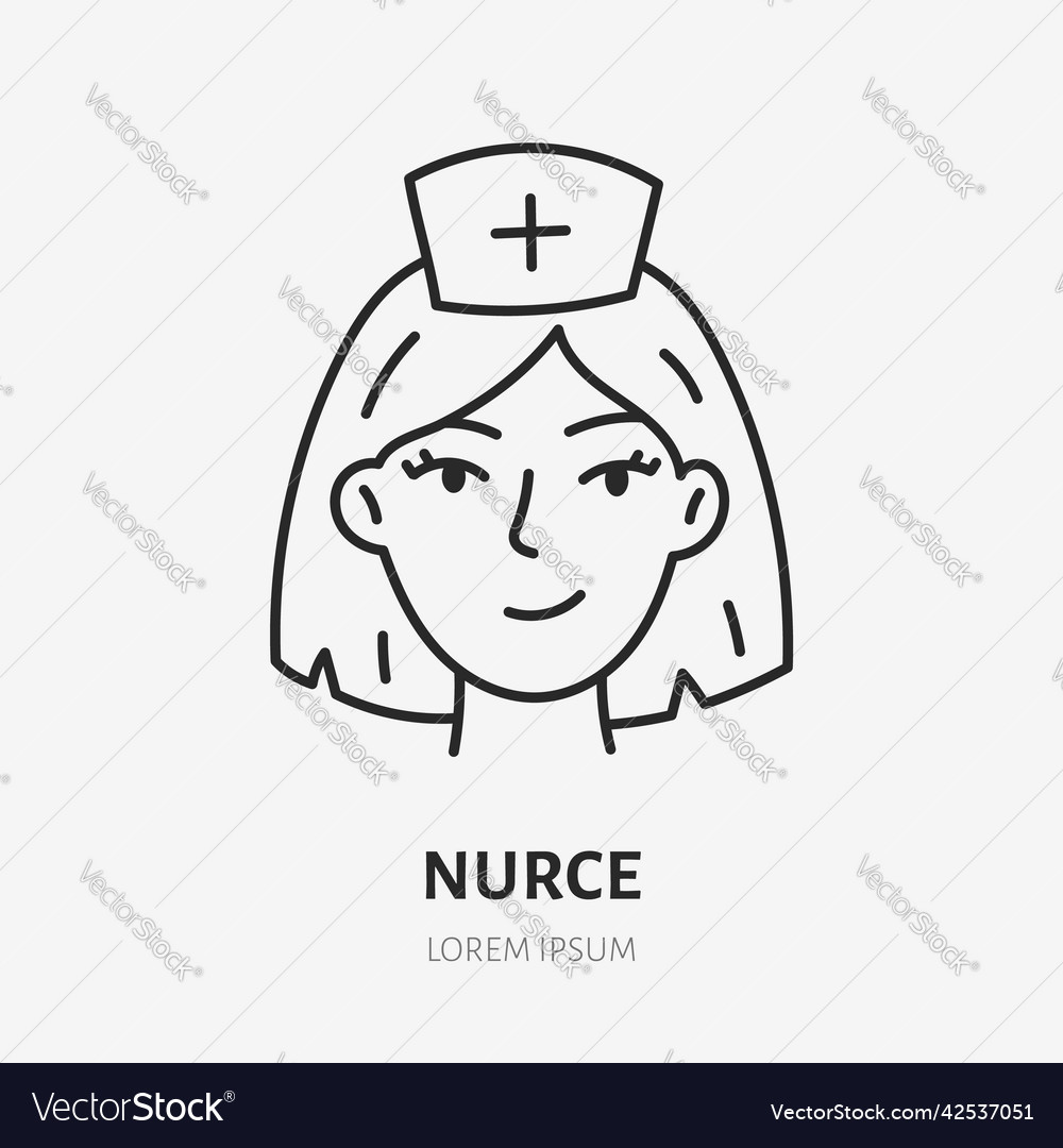 Nurse doodle line icon dünn umriss vector image Nurse doodle line icon dünn umriss