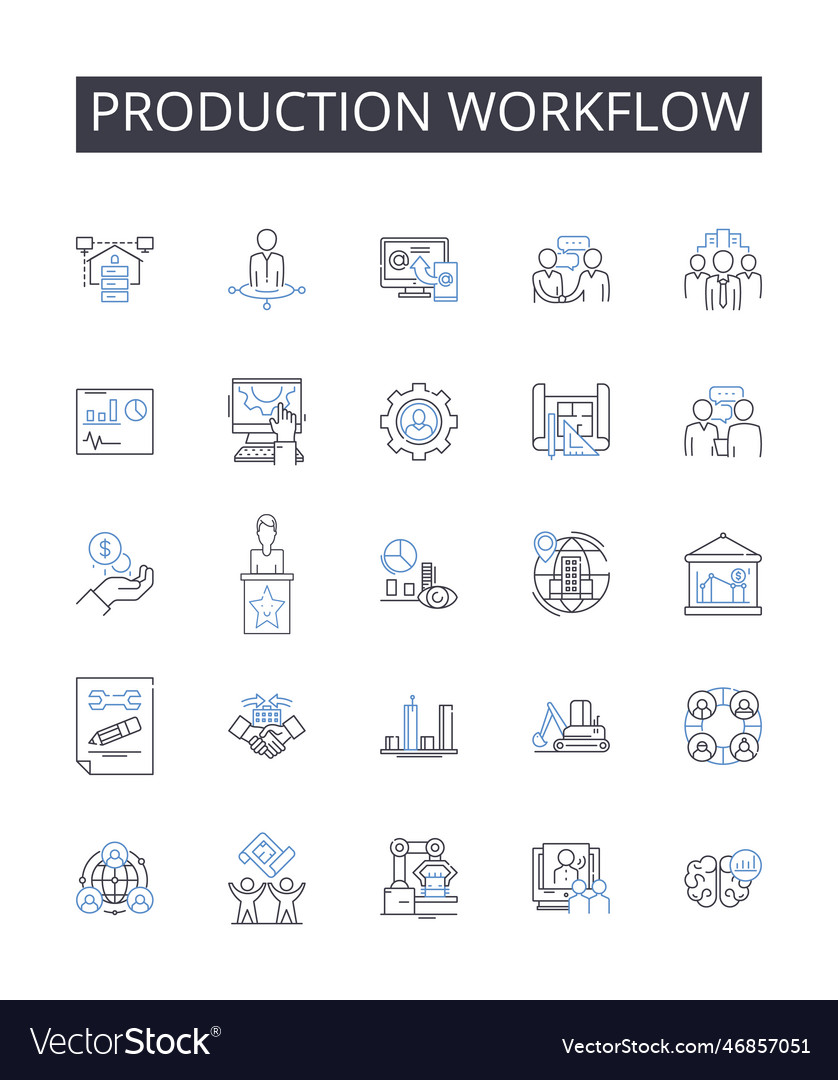 Produktion Workflow Line Icons Sammlung