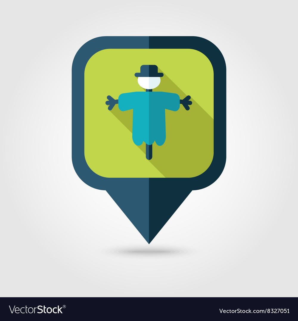 Scarecrow flat pin map icon pointer
