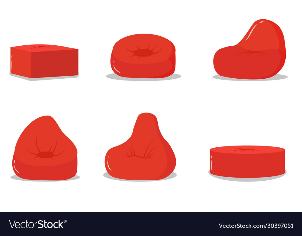 Set red poufs