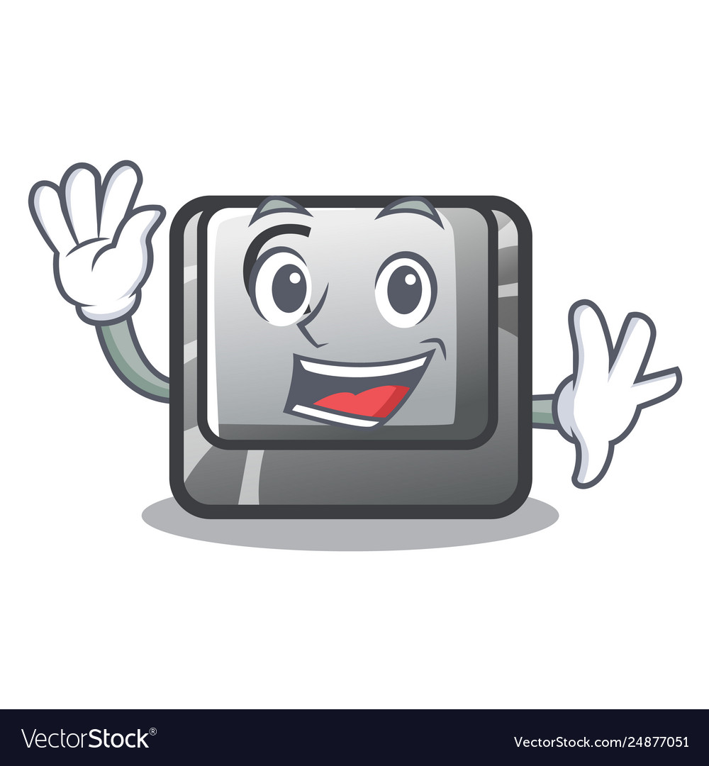 Waving button c in mascot shape