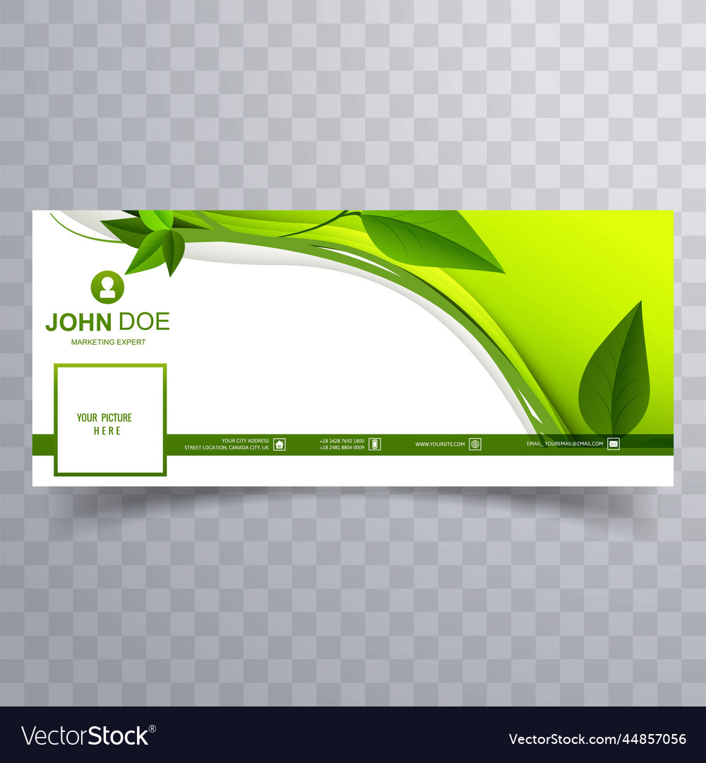 Abstract green leaves wave facebook cover Vector Image