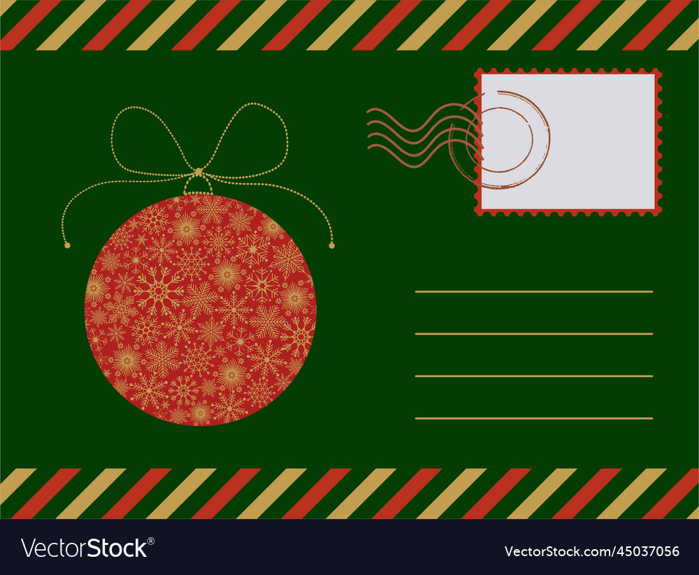 An envelope with of a christmas Royalty Free Vector Image