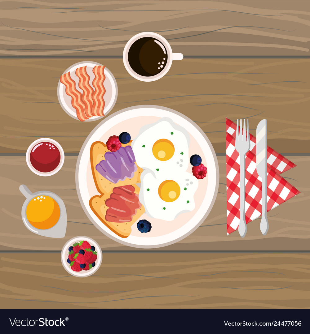 Delicious tasty breakfast cartoon