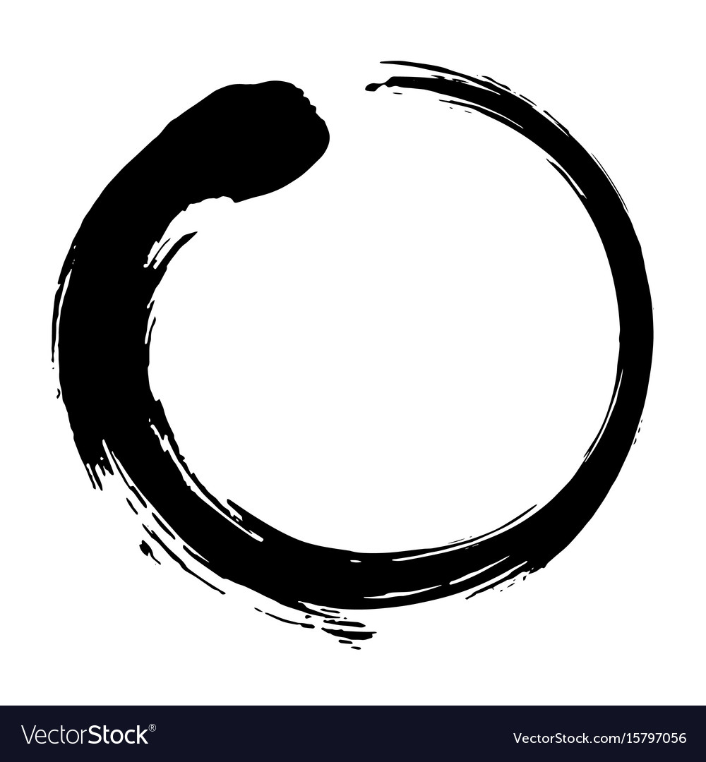 Enso zen circle brush black ink Royalty Free Vector Image