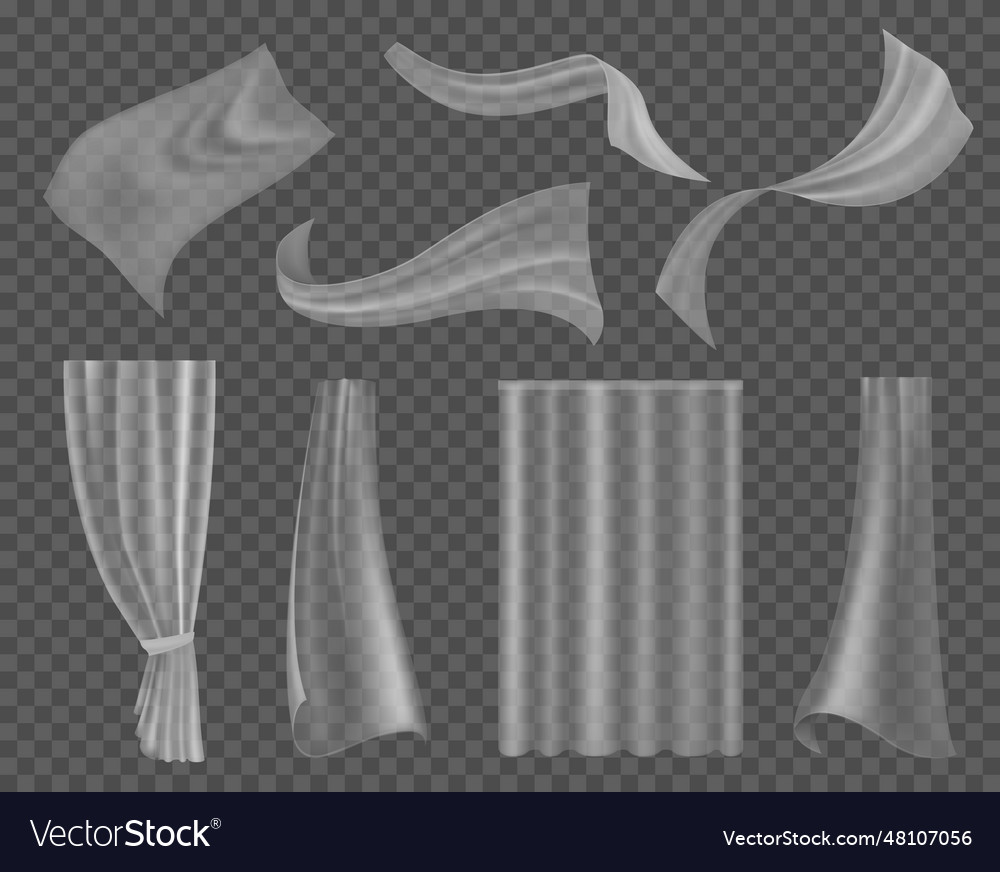 Fluttering transparent fabric lightweight clear Vector Image