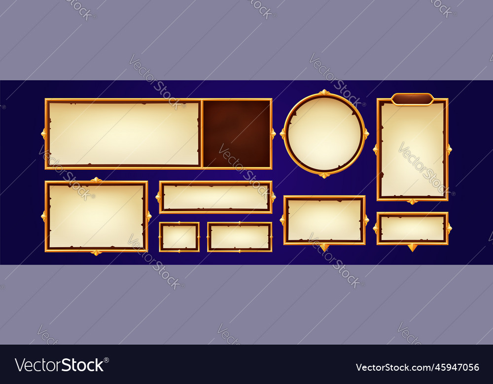 Game dialogue boxes speech bubbles and frames Vector Image