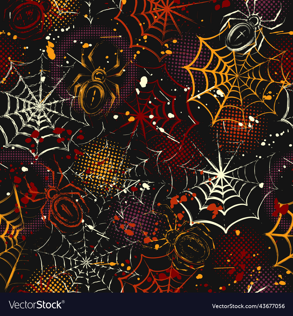 Grunge pattern with spiders spiderweb halftone vector image Grunge pattern with spiders spiderweb halftone