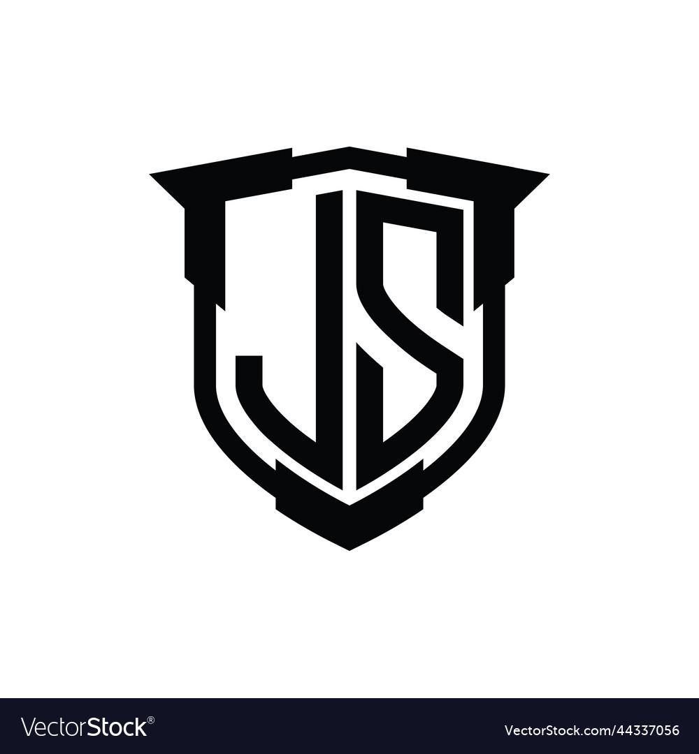 Js logo monogram letter with shield shape design