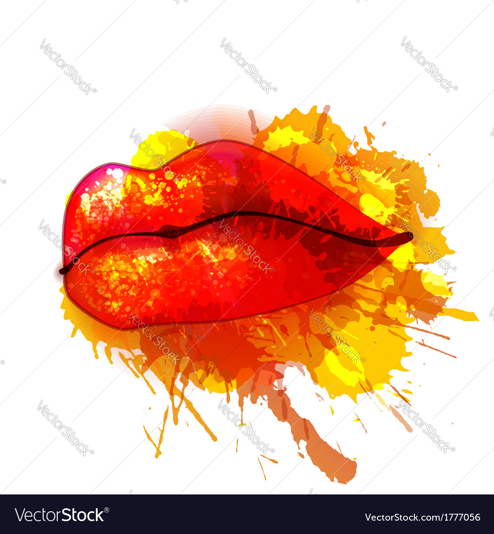 Lips with colorful splashes Royalty Free Vector Image