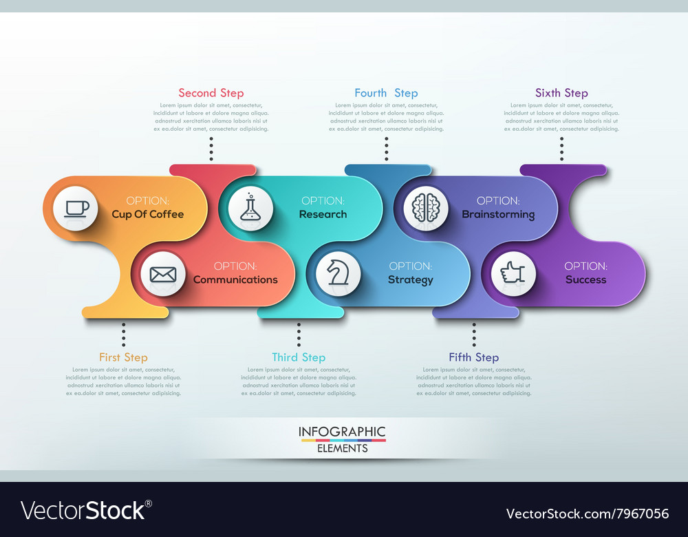 Modern paper infographics banner for 6 options Vector Image