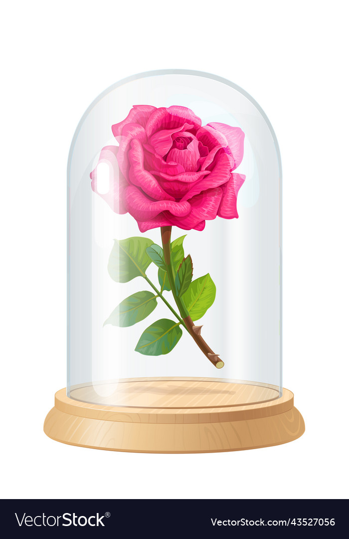 Pink rose glass flask