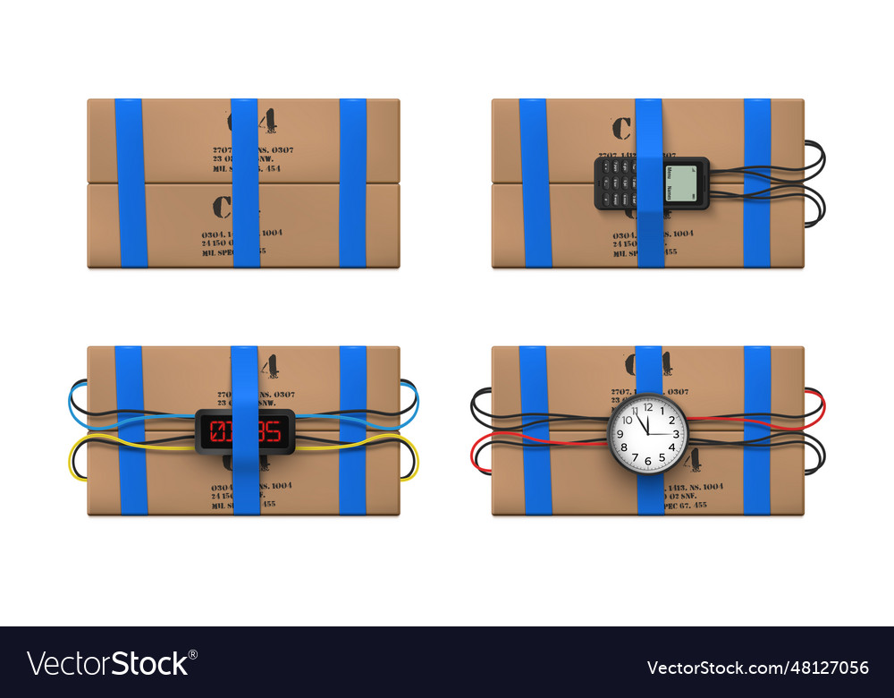 Plastid bomb dynamite power countdown warning Vector Image