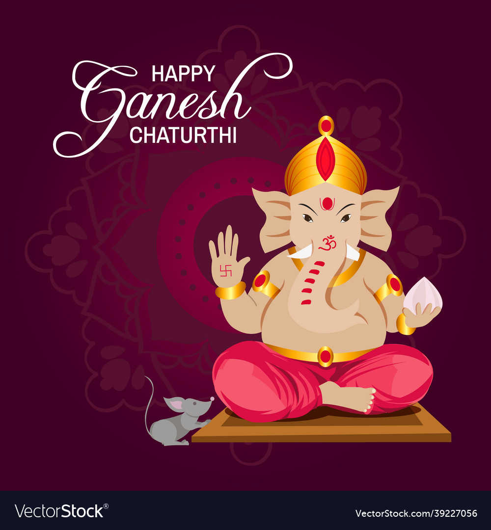 Poster of god ganesh blessing to people Royalty Free Vector