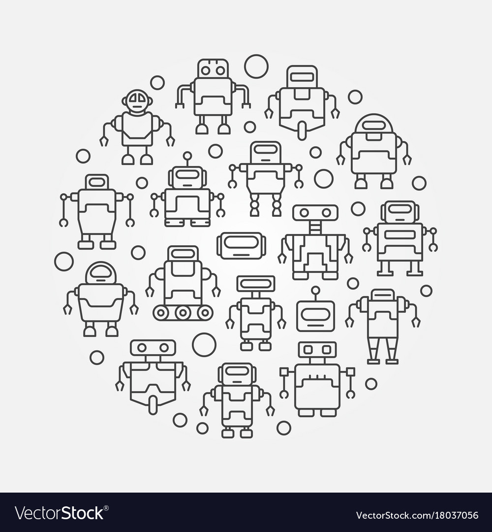 Robot Icon Set - Circular